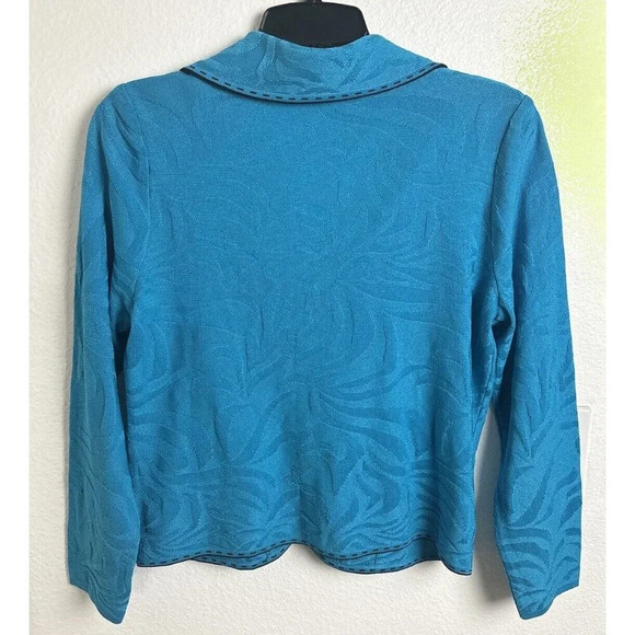 Ming Wang Women's Long Sleeve  Blue Collared Sweater Blazer Size XS Open Front - Picture 4 of 16